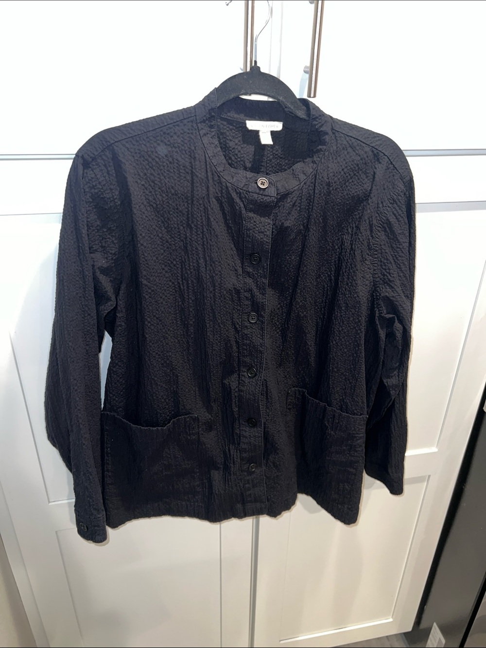 Eileen Fisher Black Textured Button-Front Jacket